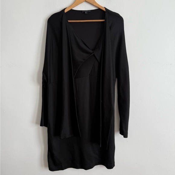 Cos Wrap Minimalist Black ponte Knit tie front dress - Picture 1 of 8